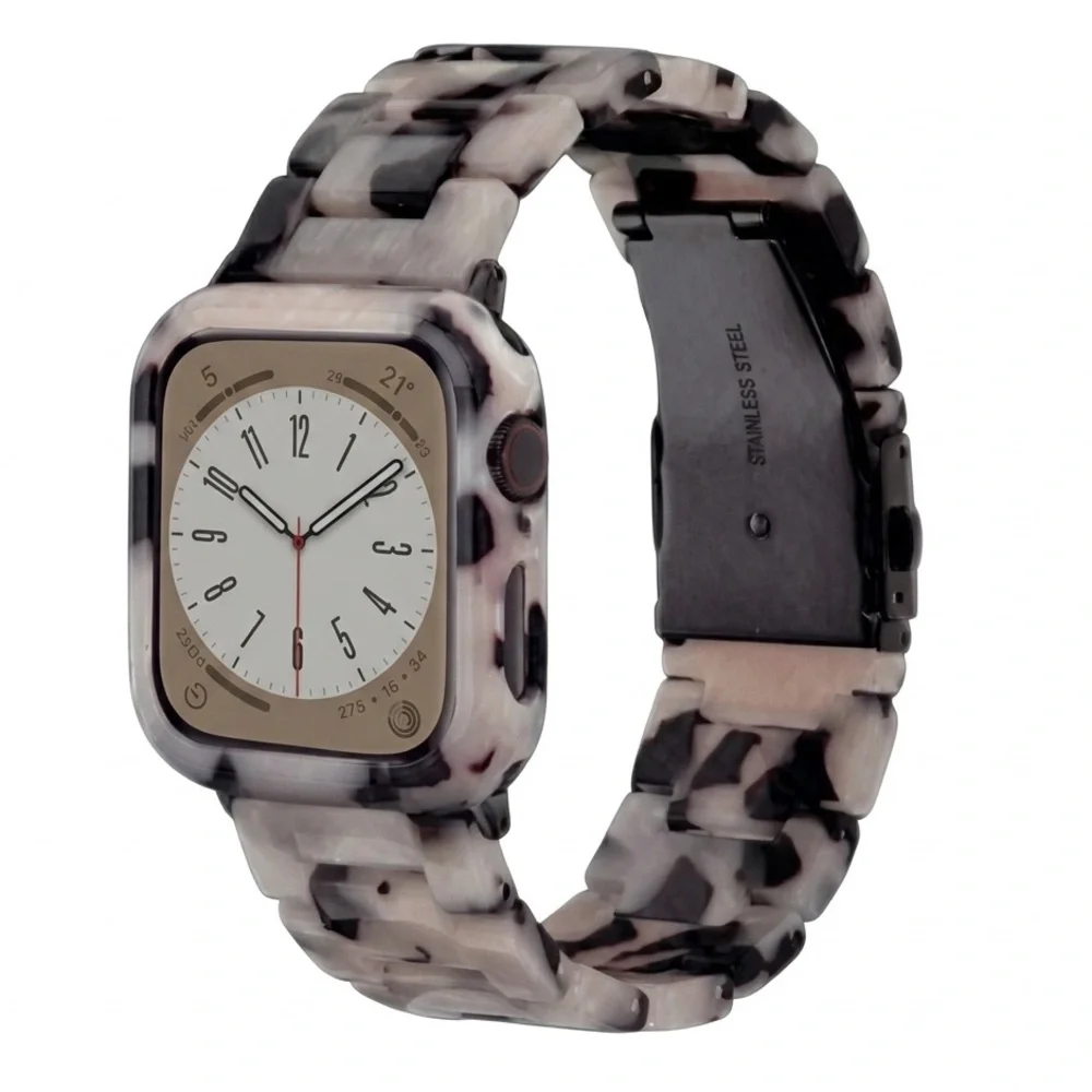 BCBG Tortoise Shell Apple Watch Resin Band W/ Bumper Case
